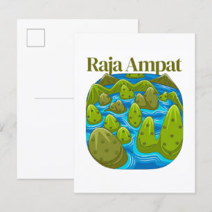 Raja Ampat Papua Indonesia travel illustration Postcard