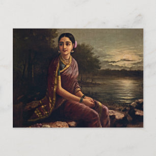Raja Ravi Varma - Radha In The Moonlight Postcard