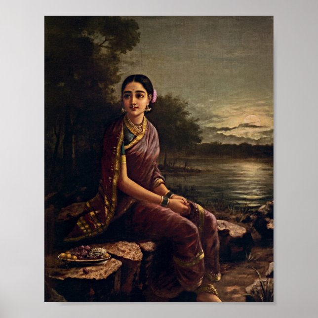 Raja Ravi Varma - Radha In The Moonlight Poster (Front)