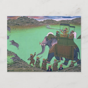 Raja Sarup Singh  of Udaipur, on a boar hunt Postcard
