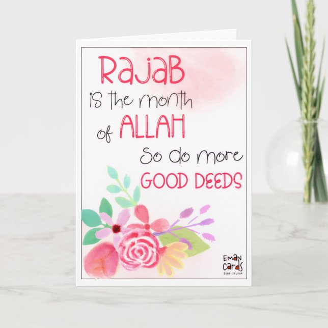 Rajab - Holy Month Blessings -Floral Design Card (Front)