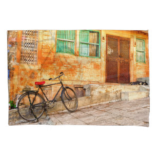 Rajasthan Street Scene: Indian Style Pillowcase