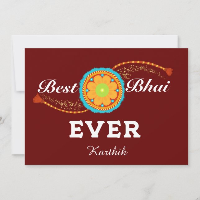 Raksha bandhan card with name and message, Rakhi (Front)