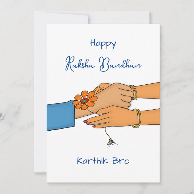 Raksha bandhan card with name, Rakhi / Rakhri card (Front)