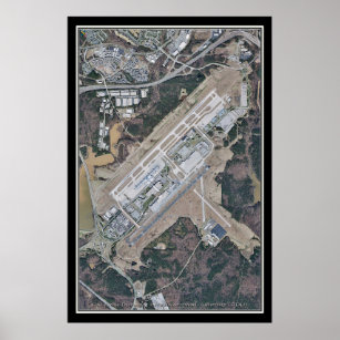 Raleigh-Durham Intl Airport Satellite Map Poster