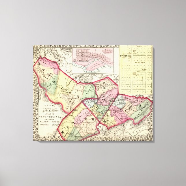 Raleigh, Mercer, Summers, Monroe counties Canvas Print (Front)