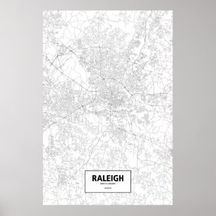 Raleigh, North Carolina (black on white) Poster
