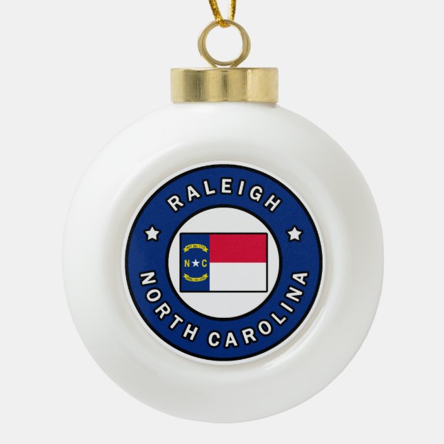 Raleigh North Carolina Ceramic Ball Christmas Ornament (Front)