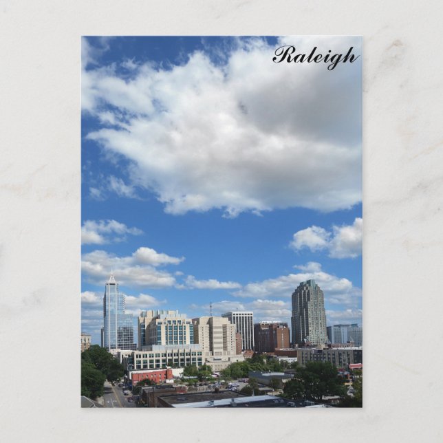Raleigh North Carolina City Skyline Travel Photo Postcard (Front)