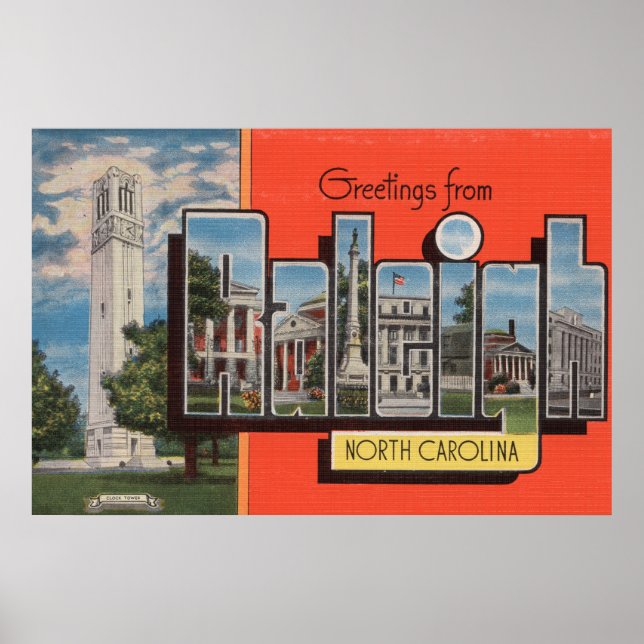 Raleigh, North Carolina - Large Letter Scenes 2 Poster (Front)