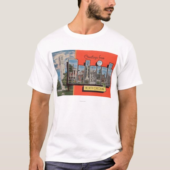 Raleigh, North Carolina - Large Letter Scenes T-Shirt (Front)