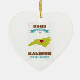 Raleigh, North Carolina Map – Home Is Where The Ceramic Tree Decoration