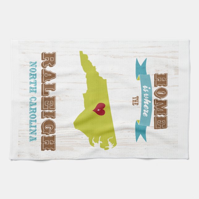 Raleigh, North Carolina Map – Home Is Where The Tea Towel (Horizontal)