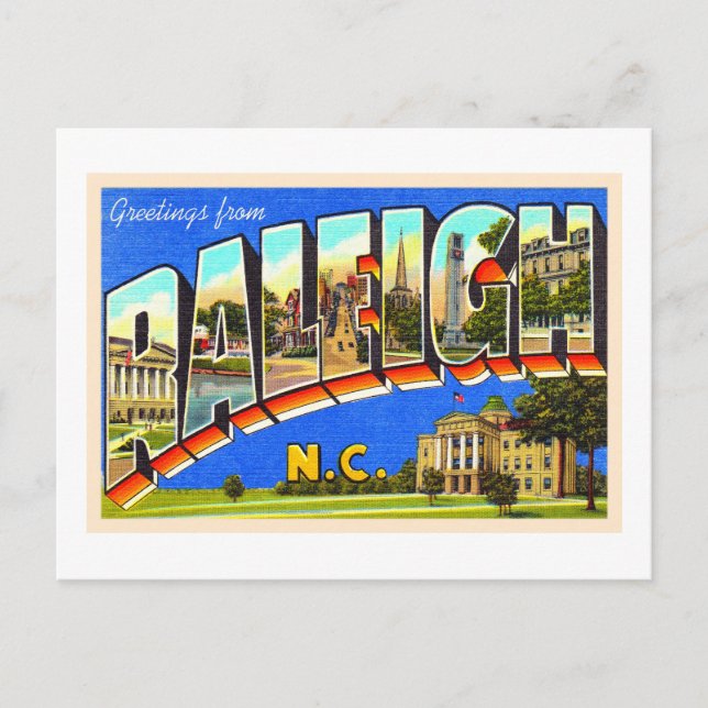 Raleigh North Carolina NC Large Letter Postcard (Front)