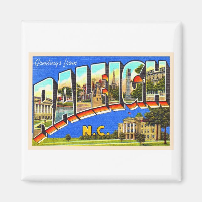 Raleigh North Carolina NC Large Letter Postcard Magnet (Front)