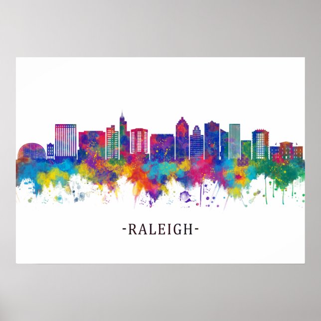 Raleigh North Carolina Skyline Poster (Front)