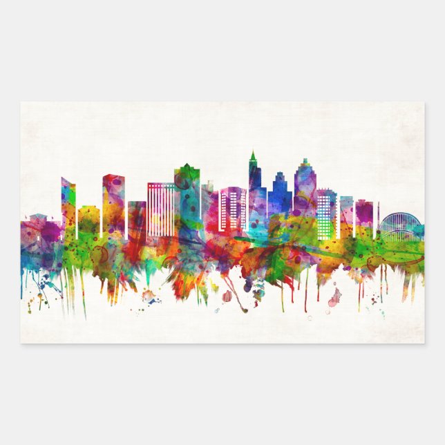 Raleigh North Carolina Skyline Rectangular Sticker (Front)