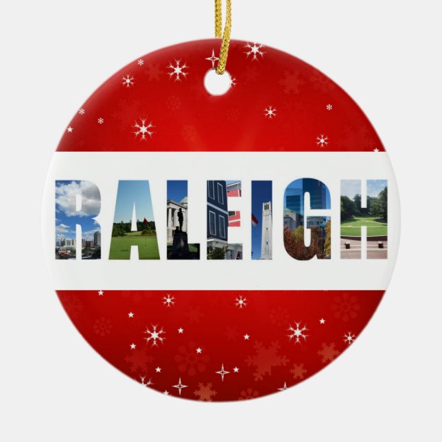 Raleigh North Carolina Travel Photos Christmas Ceramic Tree Decoration (Front)