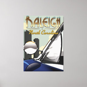 Raleigh North Carolina vintage automobile poster Canvas Print