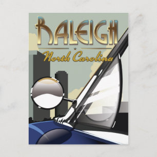 Raleigh North Carolina vintage automobile poster Postcard