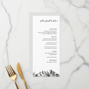 Raleigh Skyline Modern Wedding Dinner Menu