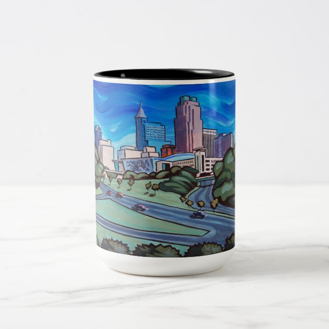 Raleigh Skyline Two-Tone Coffee Mug (Center)