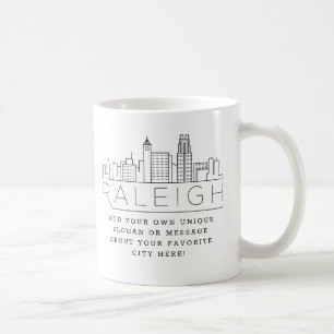 Raleigh Stylised Skyline   Custom Slogan Coffee Mug