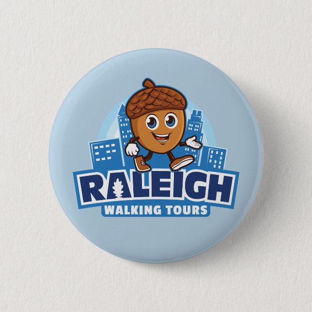 Raleigh Walking Tours Cute Acorn Button (Front)