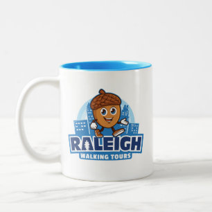 Raleigh Walking Tours Cute Acorn Logo Two-Tone Coffee Mug
