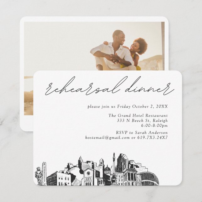 Raleigh Wedding Elegant Rehearsal Dinner Enclosure Card (Front/Back)