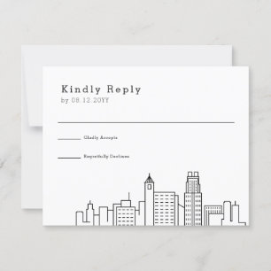 Raleigh Wedding   Stylised Skyline RSVP Card