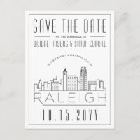 Raleigh Wedding | Stylised Skyline Save the Date