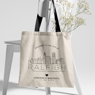 Raleigh Wedding Stylised Skyline Tote Bag