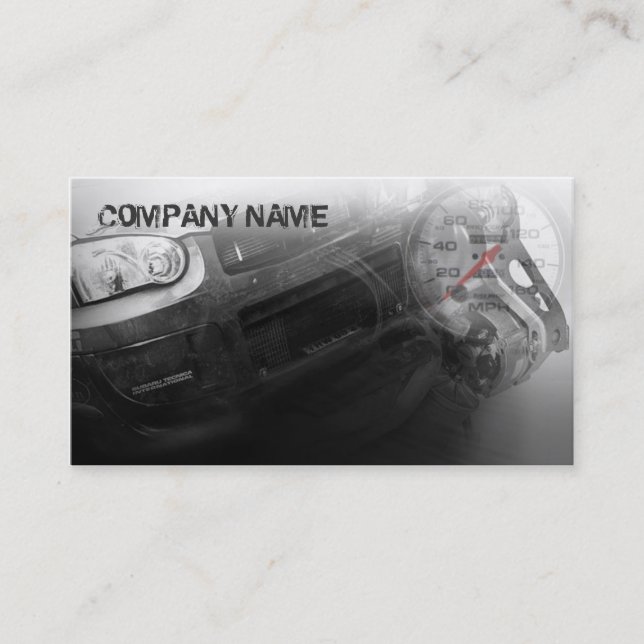 rally car face in front business card (Front)