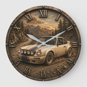 Rally Classic Sports Car Vintage Off-Road Racing  Large Clock