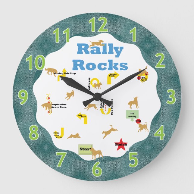 Rally Rocks Dogs Large Clock (Front)