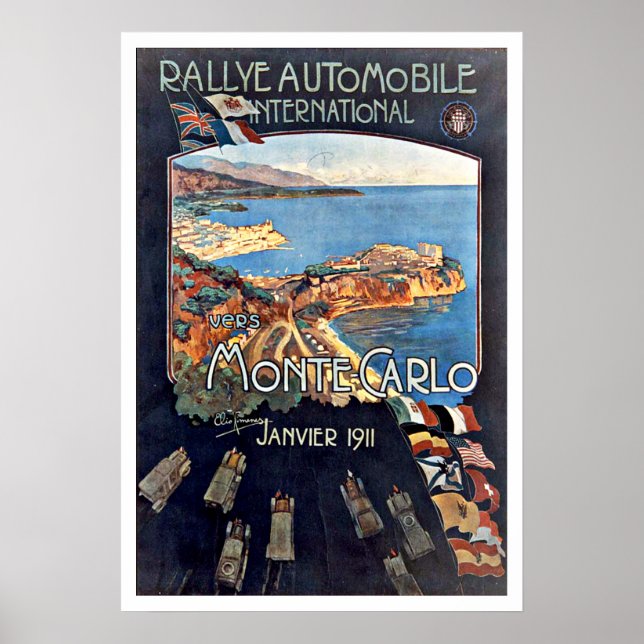 Rallye Monte Carlo Monaco Vintage Travel Poster (Front)
