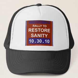 rallytorestoresanitywhite trucker hat