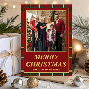 Ralph Lauren Tartan Plaid Family Photo Christmas Holiday Card