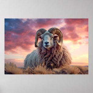 Ram Animal Nature Majestic Wilderness  Poster