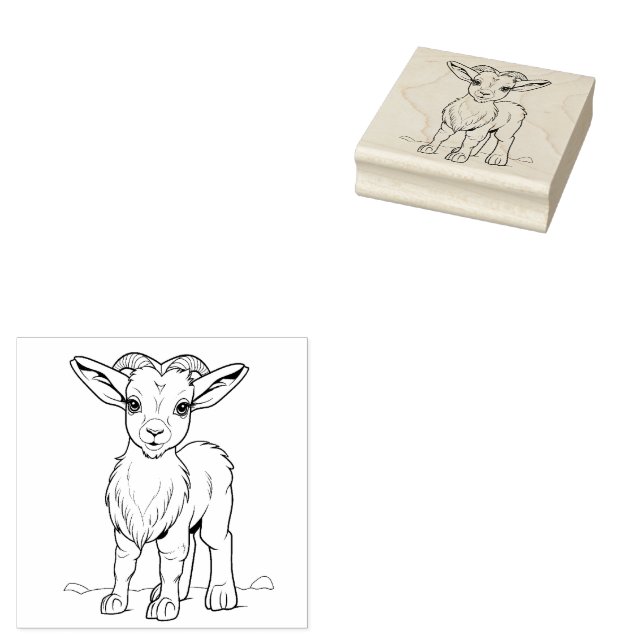 Ram Animal  Rubber Stamp (Stamped)