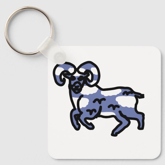 Ram Aries Keychain – Minimal Zodiac Animal  (Front)