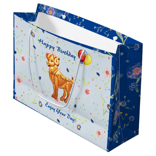Ram Birthday Large Gift Bag (Front Angled)