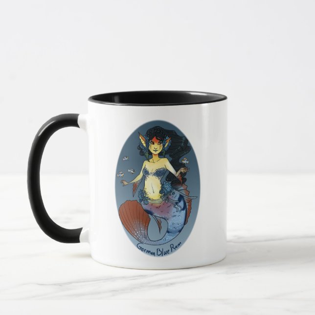 Ram Cichlid Mermaid Sirens Aquatics Mug (Left)