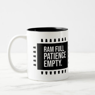 Ram full patiencie empty Two-Tone coffee mug