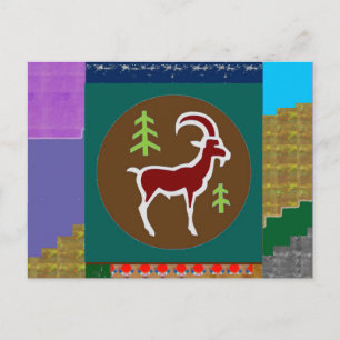 RAM Goat Symbol Animal Zodiac Astrology goodluck Postcard