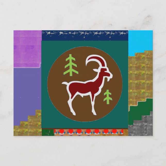 RAM Goat Symbol Animal Zodiac Astrology goodluck Postcard (Front)