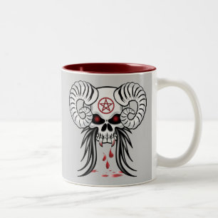 Ram Horned Skull Two-Tone Coffee Mug
