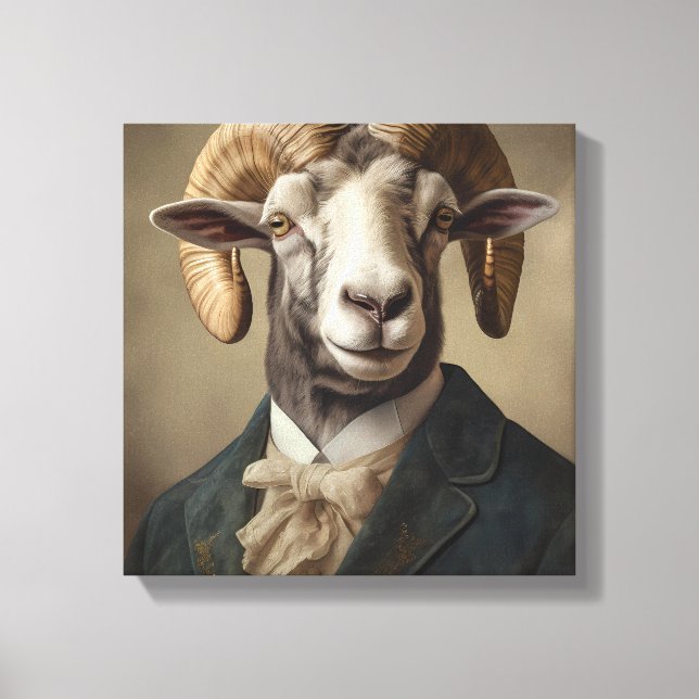 Ram In a Suit | Animal Art | Animal in a Suit Canvas Print (Front)