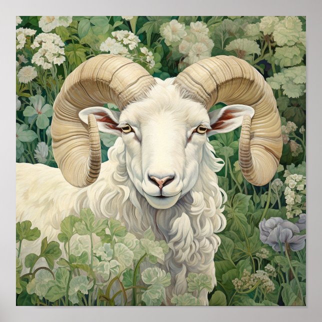 Ram in Meadow Painting Poster (Front)